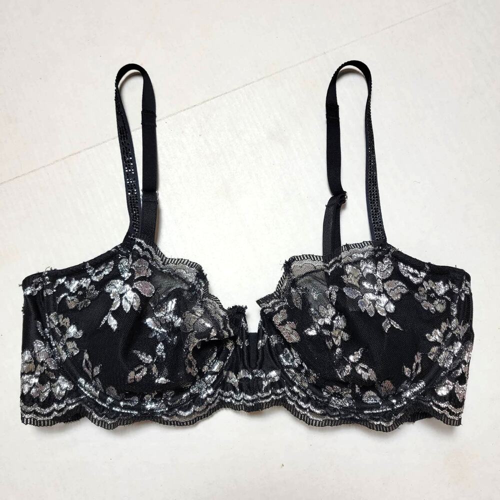 Victoria's Secret Black Unlined Lace Bra SZ 34DD